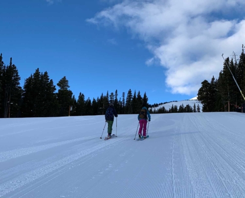 Uphill skiing in Breck